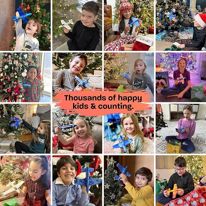 Stocking Stuffer Gifts For Boys&Girls: Foam Airplane Toy Glider Plane Styrofoam Airplanes for Kids. Launcher Air Planes Outdoor Army Toys. Military Gliders Game & Stocking Stuffers for All Ages