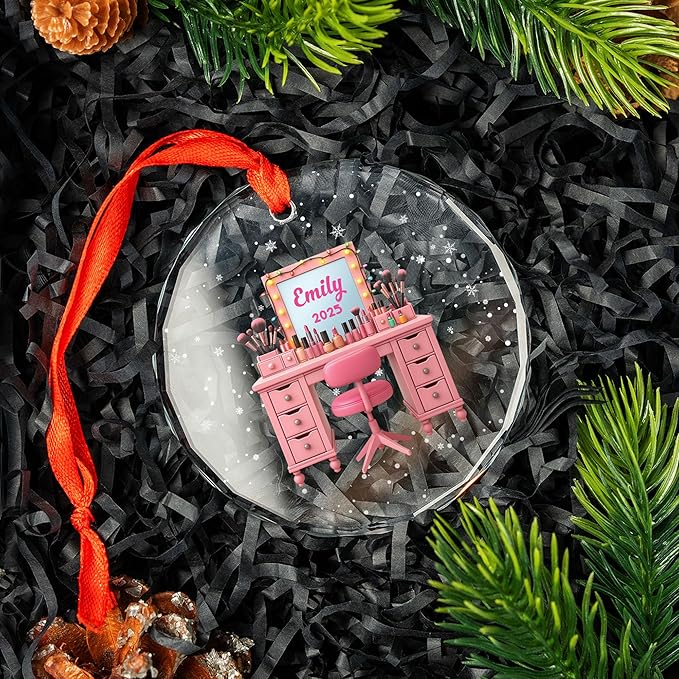 Personalized Makeup Tools Christmas Ornament 2025, Makeup Box Christmas Ornament Gift for Makeup Artist, Christmas Tree Decor for Makeup Shop, Gift for New Makeup Coworkers (Makeup 3)