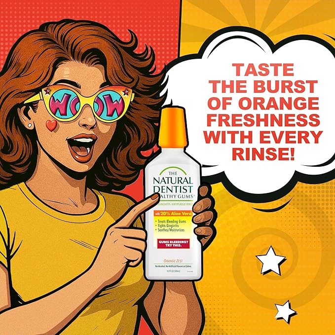 The Natural Dentist Healthy Gums Mouth Wash, Orange Zest, 16.9 Fl Oz