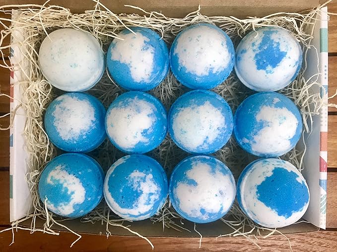 Variety Pack Bath Bombs Tea Tree and Eucalyptus Essential Oils Cocoa Butter Support Refugee Employment in USA (12 Pack)