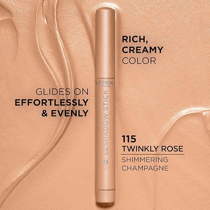 L'Oreal Paris Makeup Le Shadow Stick Eyeshadow, Blendable, Smudge-Resistant, Cream Eyeshadow, Twinkly Rose, 0.05 Oz