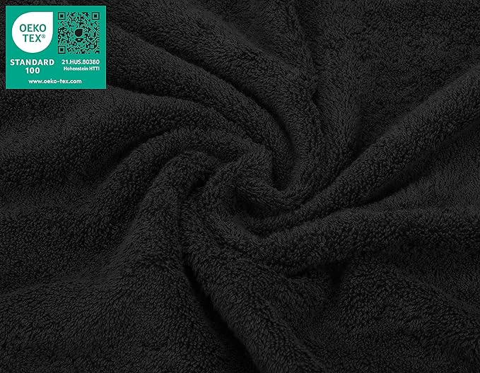 American Soft Linen Luxury Washcloths for Bathroom, 600 GSM 100% Cotton 4 Piece Turkish Wash Cloth Set, 13x13 in Soft Rags for Body and Face, Black Washcloths