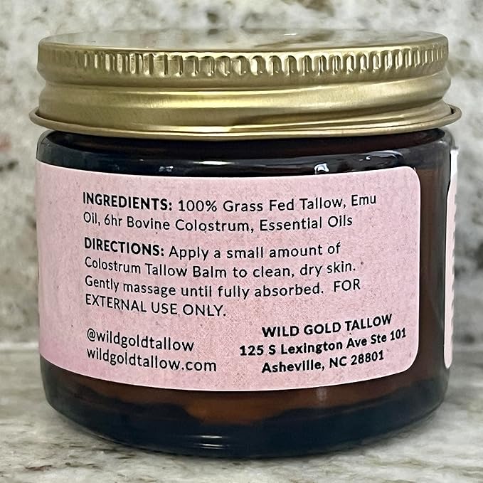 100% Grass Fed Tallow Balm with First Colostrum, Rose Oil & Emu Oil - Handmade in USA Whipped Beef Tallow for Face and Body, Beef Tallow for Skin Tallow Moisturizer (Mountain Rose) Scent
