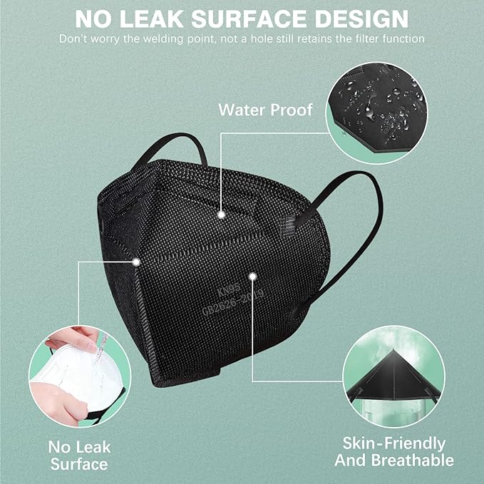 Pruk 50 Pack Masks, 5-ply Face Mask, Protective Cup Dust Mask, Disposable Mask with Nose Clip and Earloop