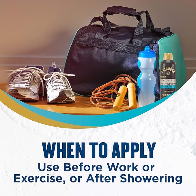 Gold Bond Men's Essentials Talc-Free Body Powder Spray 7 oz. Nightfall Scent Wetness Protection (Pack of 2)