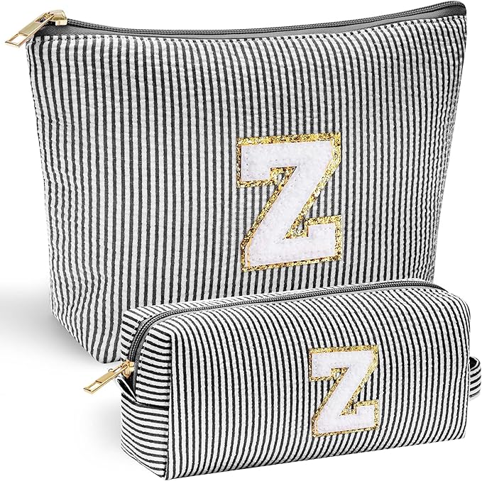 YOOLIFE Birthday Gifts for Women Girls - Personalized Initial Cute Makeup Bags Cosmetic Bag Make Up Bag Toiletry Pouch Gift for Women Her Friend Mom Teacher Sister Teenager Female Bridesmaids Black Z
