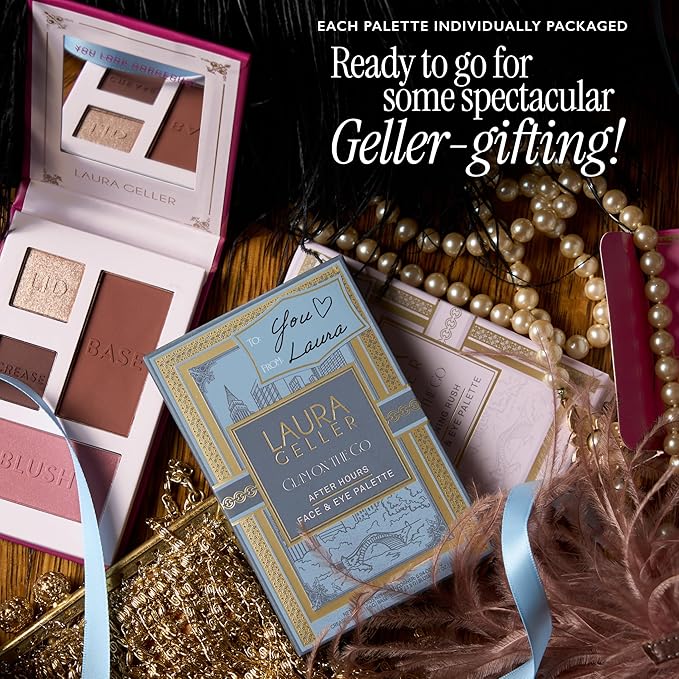 LAURA GELLER NEW YORK Glam On the Go Eyeshadow & Blush Palettes - Each Set Includes Three Palettes - Ready for Gifting - Easy to Use Makeup for Mature Skin