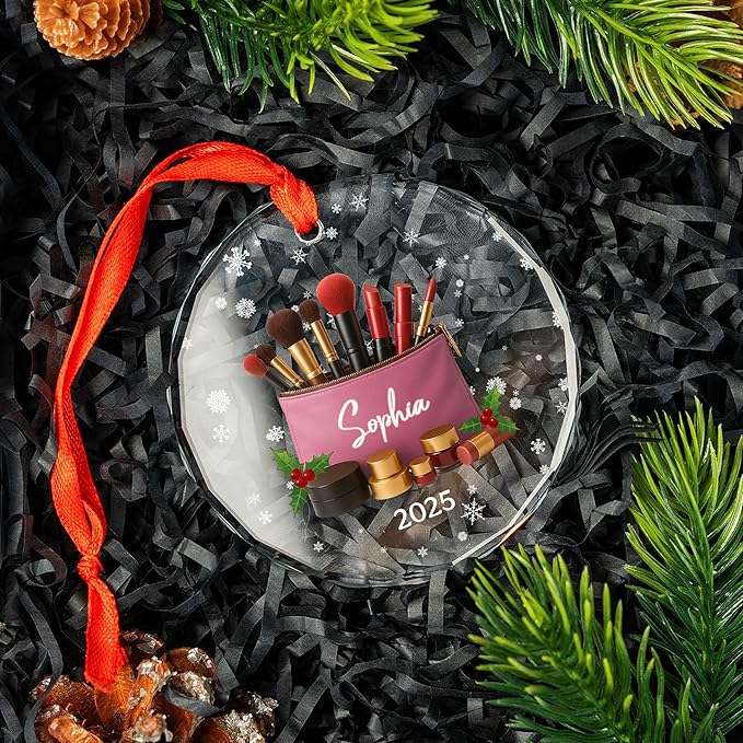 Personalized Makeup Tools Christmas Ornament 2025, Makeup Box Christmas Ornament Gift for Makeup Artist, Christmas Tree Decor for Makeup Shop, Gift for New Makeup Coworkers (Makeup 6)