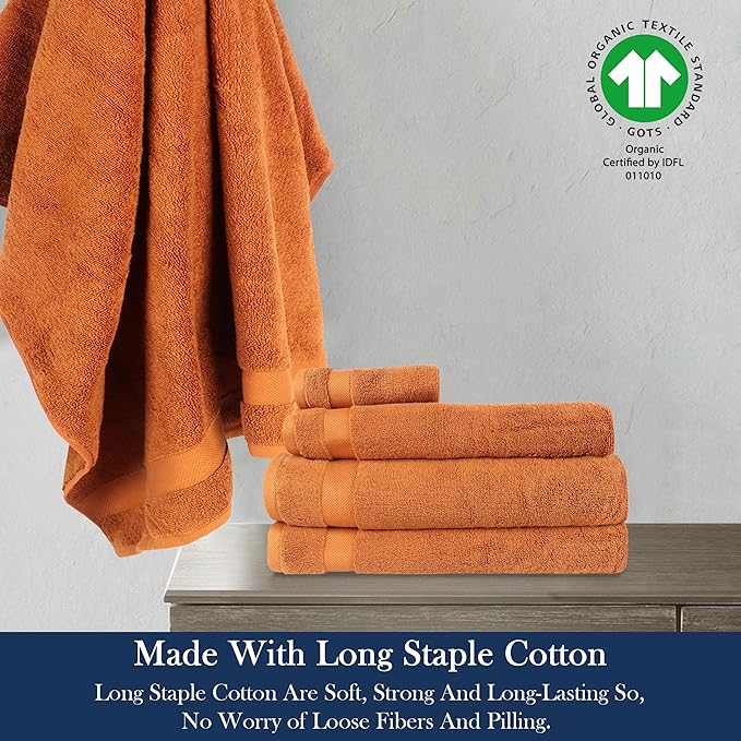 Delara Organic Cotton Luxuriously Plush Bath Towel 20 Piece Set|GOTS & Oeko-TEX Certified|Premium Hotel Quality Towels|Feather Touch Technology|650 GSM Long Staple|Soft, Quick Dry & Ultra-Absorbent