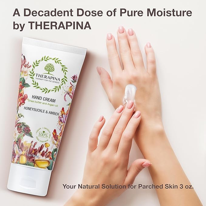 Aromatherapy Honeysucke Amber Hand Cream for Dry Skin – Shea Butter Hand Cream for Women and Men with an Awakening, Long-Lasting Scent – Vegan Hand Cream Lotion for Dry Skin, 3 Oz.