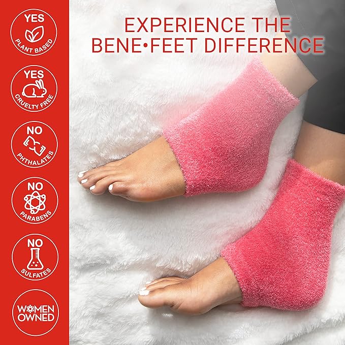 Benefeet Toeless Aloe Moisturizing Heel Socks - Effective Overnight Foot Rejuvenation, Targeted Hydration to Soften Dry Skin, Infused w/Coconut Oil, Aloe + Jojoba Seed Oil, 1 Pair (1 Pack)