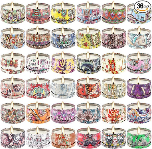 Scented Candle Gifts Set 36 Pack Soy Wax Travel Tin Jar Candles for Home 2.5 OZ Scented Candles for Mom for Christmas, Birthday, Thanksgiving, Mother's Day.