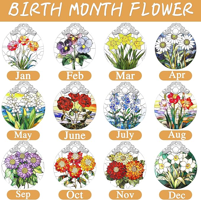 Christmas Ornaments: Stained Glass-Style May Birth Flower Ornament – Christmas Tree Decorations, Holiday Party Gifts, Mother's Day & Birthday Gifts for Women, Mom & Grandma | Birth Flower Gift