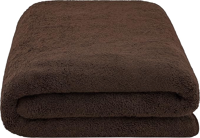 American Soft Linen Oversized Bath Sheet 40x80 Extra Large for Bathroom, 600 GSM 100% Cotton Turkish Jumbo Bathsheet Towels for Adults, Brown Bath Sheet