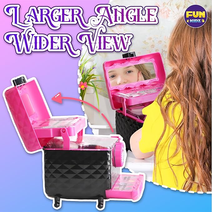 60Pcs Kid Makeup Kit for Girls 6-12, FunKidz Three Layers Folding Make Up Box Toy Set Child Beauty Cosmetic Kits for Little Girls Party Gifts