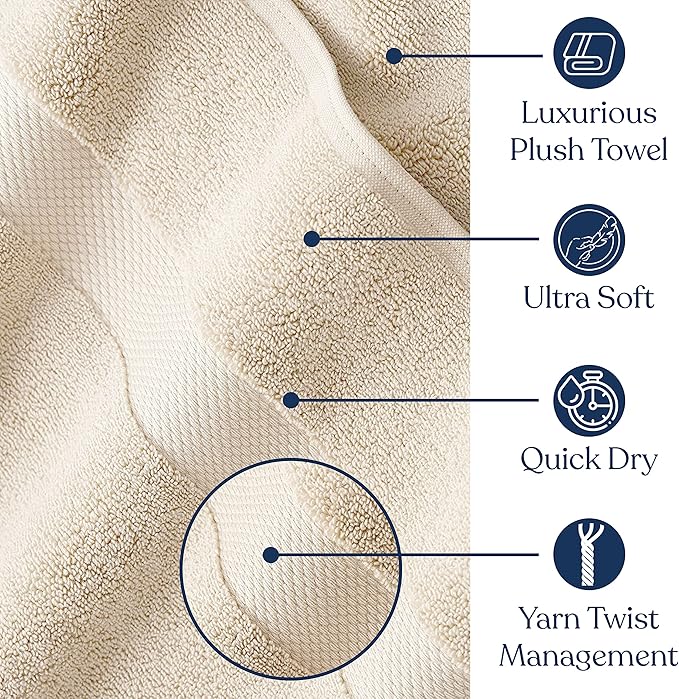 Delara Organic Cotton Luxuriously Plush Bath Towel 33 Piece Set|GOTS & Oeko-TEX Certified|Premium Hotel Quality Towels|Feather Touch Technology|650 GSM Long Staple|Soft, Quick Dry & Ultra-Absorbent