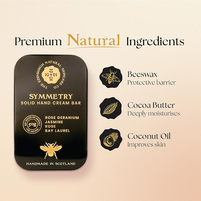 Moisturising Solid Hand Cream Bars | For Dry & Sensitive Hands | Symmetry Scent | Natural Hand Cream | No Sticky Residue | Luxury Gift | Cruelty Free | Edinburgh Skincare
