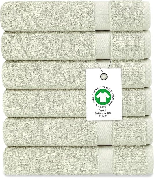 Delara Organic Cotton Luxuriously Plush Washcloths Pack of 6 | GOTS & Oeko-TEX Certified | Premium Quality Face Towels | Feather Touch Technology|650 GSM Long Staple|Soft, Quick Dry & Ultra-Absorbent