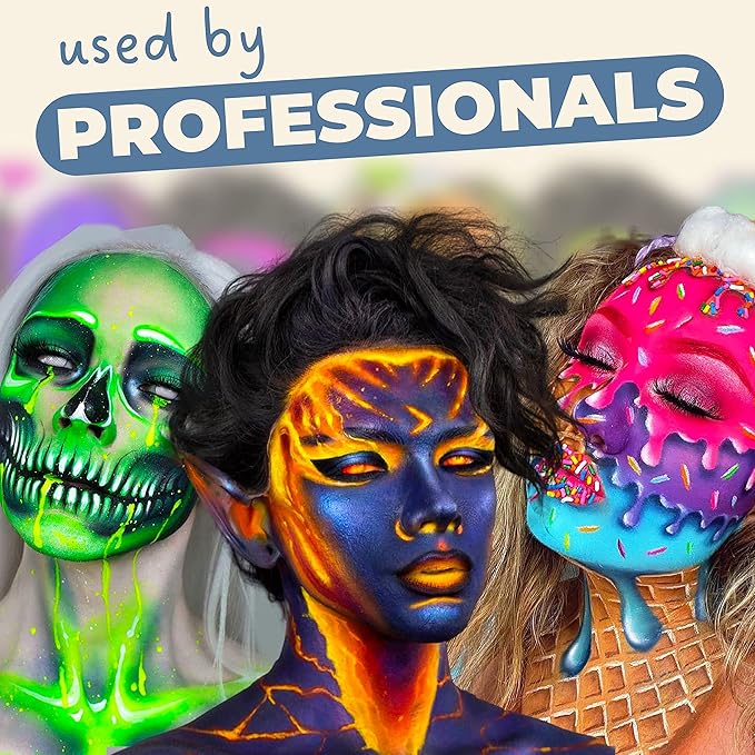 Blue Squid PRO Professional Face Painting Kit - 12 Color Palette with 2 Brushes, Face & Body Paint Kits for Adults & Kids - Safe & Washable SFX Makeup for Parties & Halloween Makeup