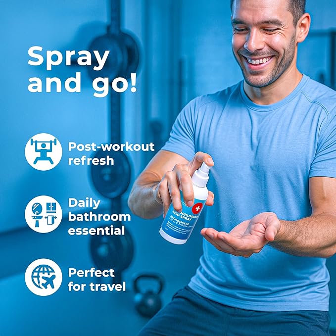 Hypochlorous Acid Spray for Face (8oz, Reduces Acne), Targets Bacteria - HOCL Facial Cleanser Acne Spray for Face, Body, Eczema, Pimples, Breakouts & Overall Skin Recovery (Reduces Redness)