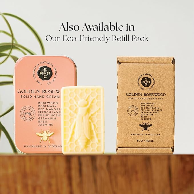 Moisturising Solid Hand Cream Bars | For Dry & Sensitive Hands | Golden Rosewood Scent | Natural Hand Cream | No Sticky Residue | Luxury Gift | Cruelty Free | Edinburgh Skincare Company