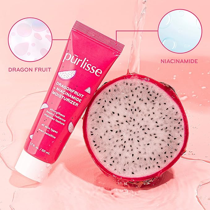 pürlisse Dragonfruit + Niacinamide Hydrating Face Moisturizer - Face Moisturizer for Radiance & Improved Texture - Strengthens Skin Barrier, Reduces Blemishes & Fights Signs of Aging (1.7 Fl oz)