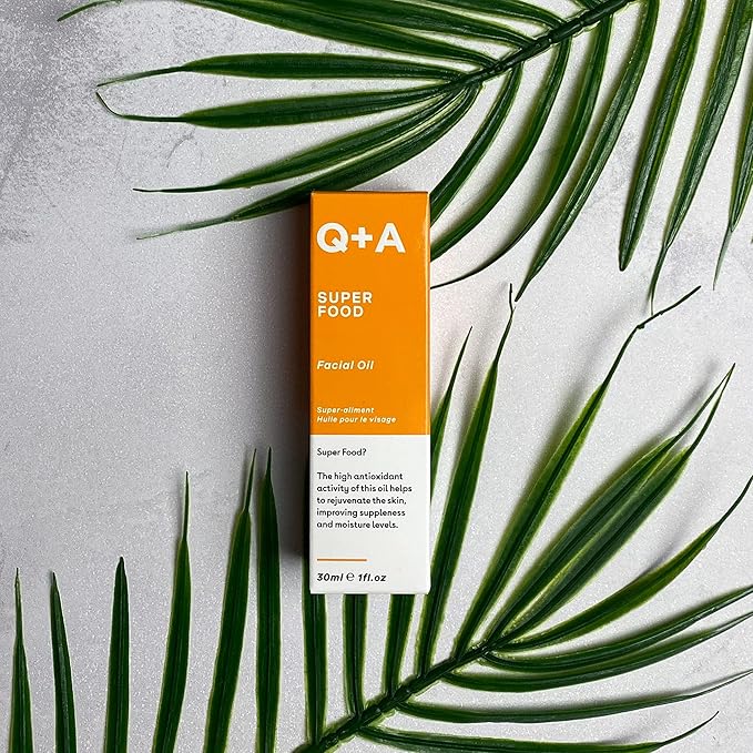 Q+A Super Food Facial Oil (30ml), Natural Vitamin-Rich Face Oil with Jojoba, Vitamin E Oil, Deeply Nourishes and Hydrates Dry, Sensitive, and Normal Skin, Boosts Skin Radiance and Glow