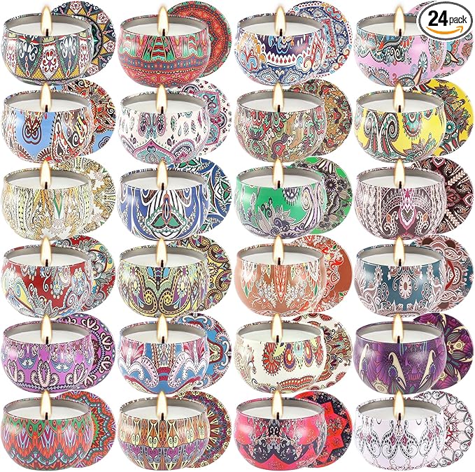 Scented Candles Gift Set, 2.5 oz Soy Wax Aromatherapy Candle for Home, Romantic Candles Gift for Mother Day Christmas Valentines Birthday (24 Pack)