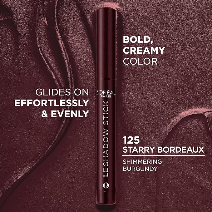 L'Oreal Paris Makeup Le Shadow Stick Eyeshadow, Blendable, Smudge-Resistant, Smokey Cream Eyeshadow, 125 Starry Bordeaux