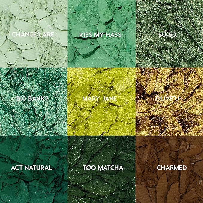 ColourPop Just My Luck Green Eyeshadow Palette - Green & Neutral Eyeshadow Palette with Matte & Metallic Finishes - High-Pigment Eye Makeup with a Long-Wearing Formula (0.3 oz)