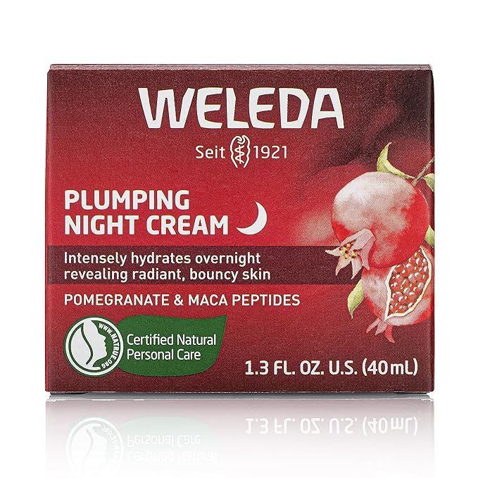 Weleda Face Care Plumping Night Cream, Plant Rich Moisturizer with Pomegranate and Maca Root Peptides
