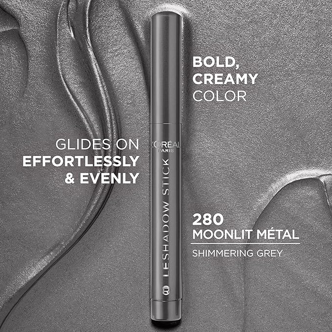 L'Oreal Paris Makeup Le Shadow Stick Eyeshadow, Blendable, Smudge-Resistant, Smokey Cream Eyeshadow, 280 Moonlit Metal