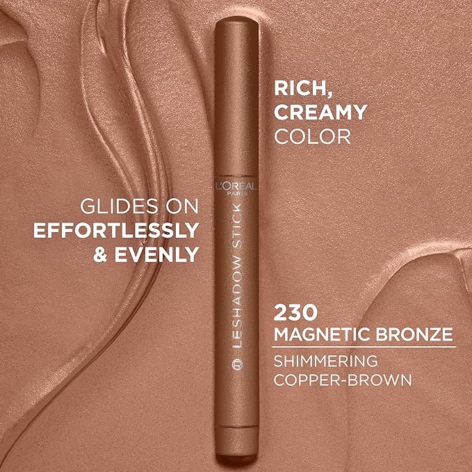 L'Oreal Paris Makeup Le Shadow Stick Eyeshadow, Blendable, Smudge-Resistant, Cream Eyeshadow, Magnetic Bronze, 0.05 Oz