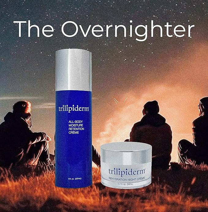 Trilipiderm Overnighter Bundle – All-Body Moisture Retention Crème and Rehydration Night Crème Set – Nightly Moisturizing, Lipid Replacement and Renewal